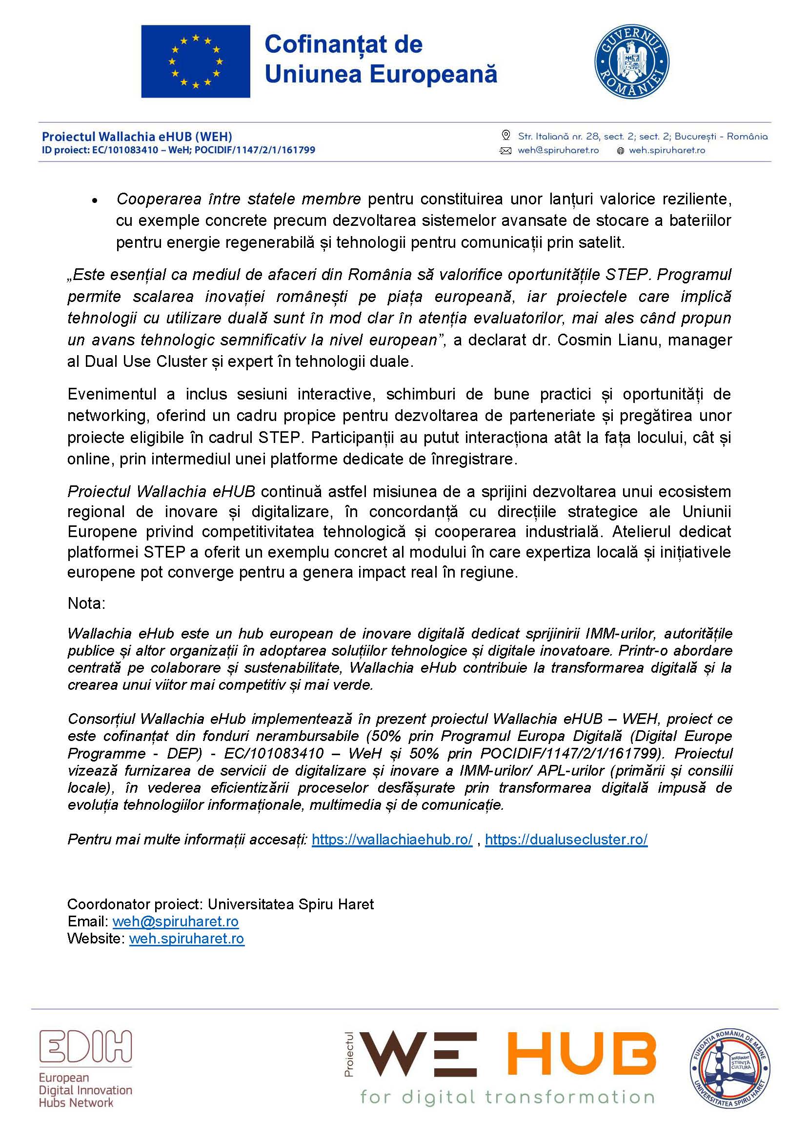 Comunicat Finanțări europene pentru tehnologii duale 22 iul 2025 WEH Page 2