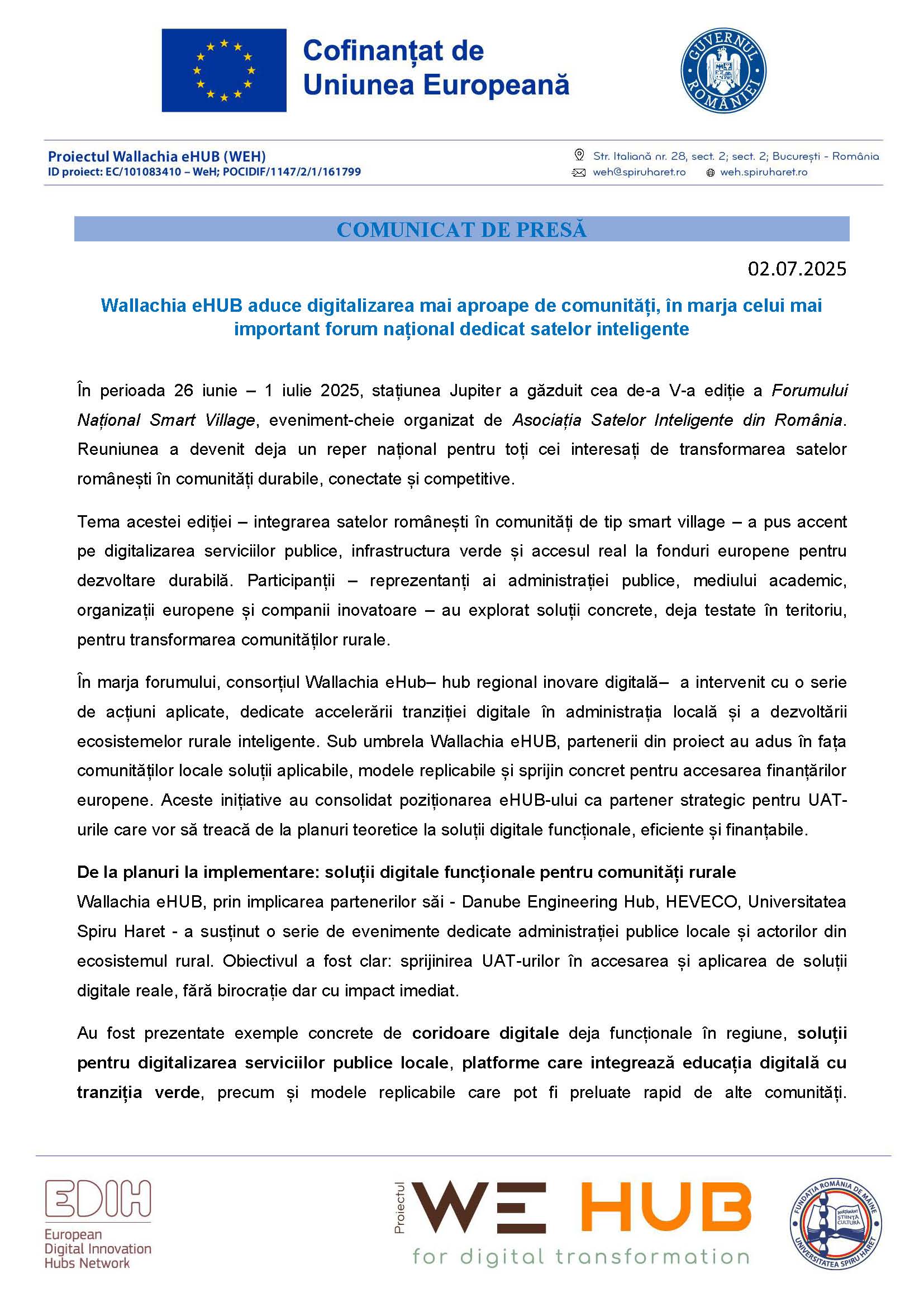 Comunicat WEH Smart Village 02.07.2025 Page 1